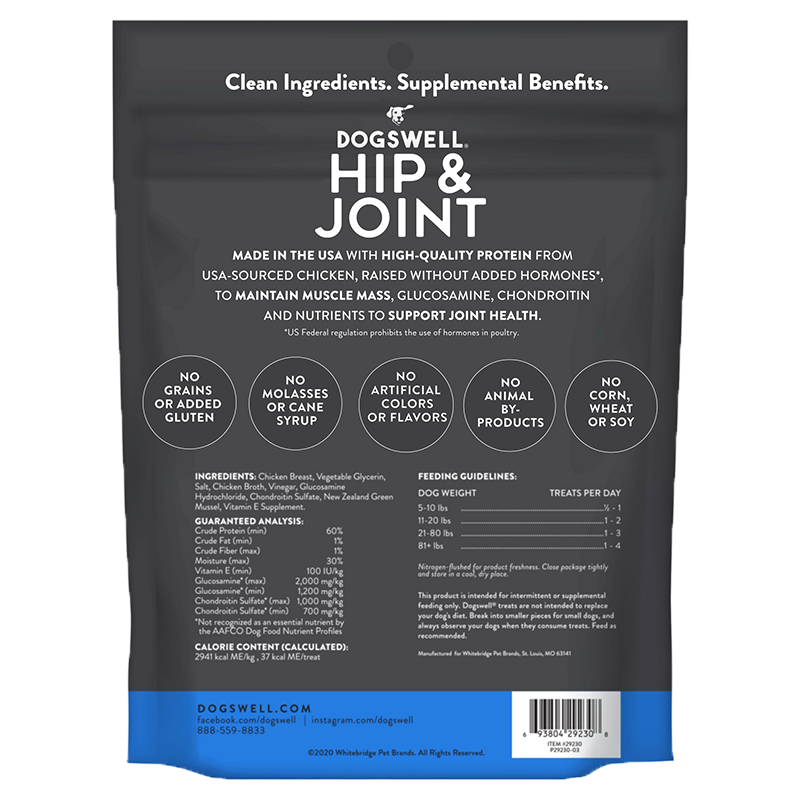 Dogswell Hip & Joint Grain-Free Jerky Dog Treat Regular Chicken, 12 oz