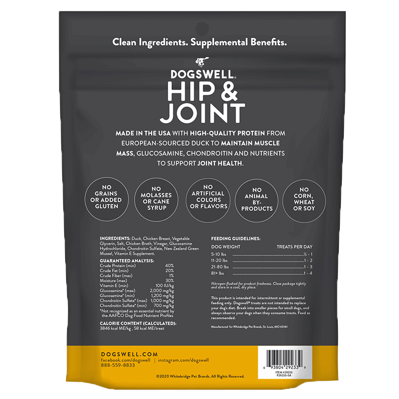 Dogswell Hip & Joint Grain - Free Duck Jerky Dog Treats 10oz. - Pets Perfect