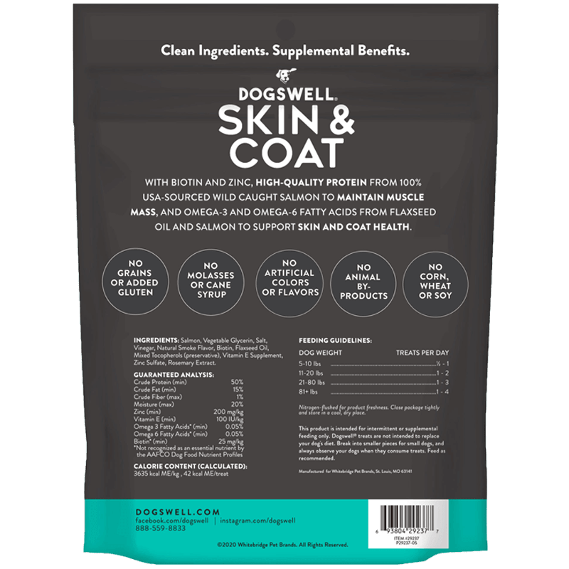 Dogswell Skin & Coat Grain - Free Salmon Jerky Dog Treats 10oz. - Pets Perfect