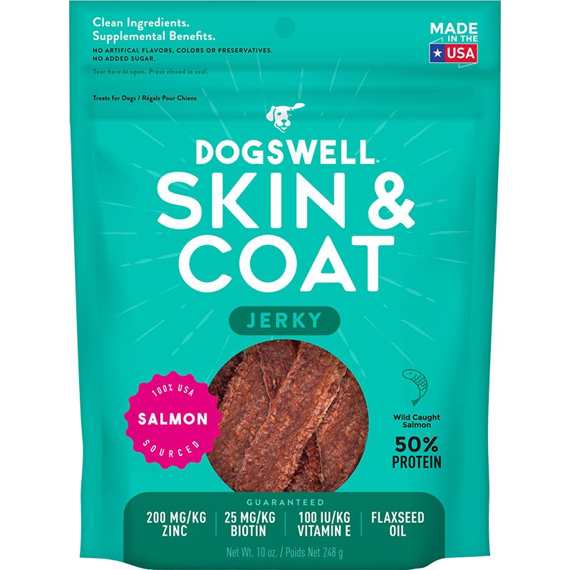 Dogswell Skin & Coat Grain - Free Salmon Jerky Dog Treats 10oz. - Pets Perfect