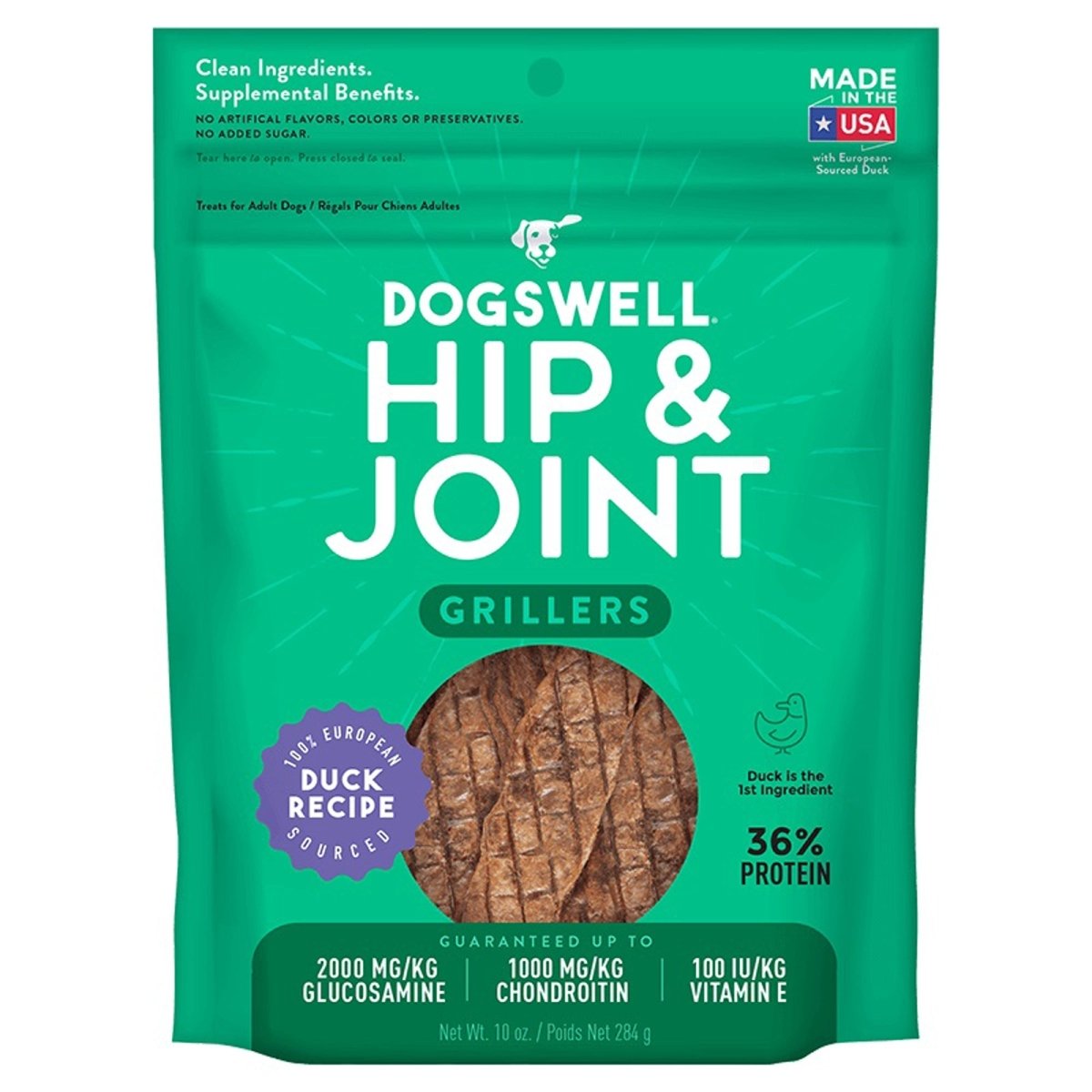 Dogswell Hip & Joint Grillers Grain - Free Duck Dog Treats 10oz. - Pets Perfect
