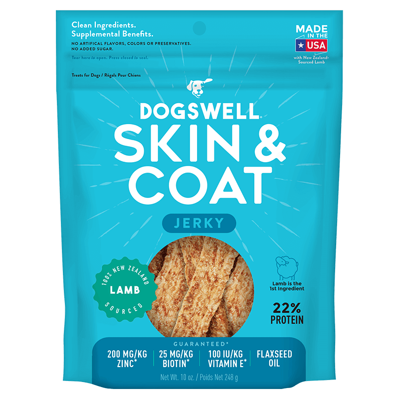 Dogswell Skin & Coat Grain-Free Lamb Jerky Dog Treats 10 oz