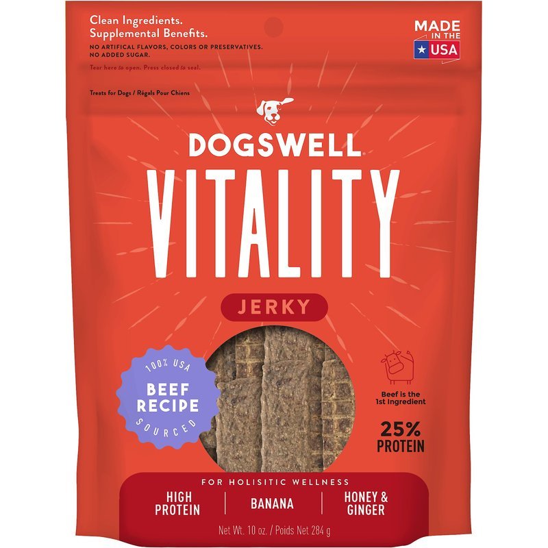 Dogswell Dog Vitality Jerky Grain Free Beef & Banana 10oz. - Pets Perfect