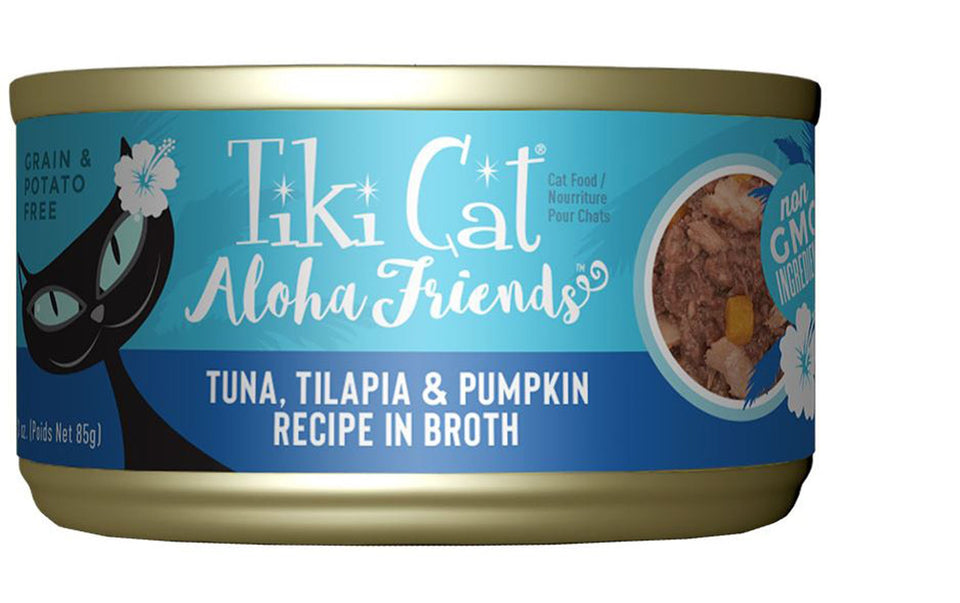 Tiki Pets Aloha Friends Flaked Tuna and Tilapia with Pumpkin Wet Cat Food, 3 oz, 12 ct