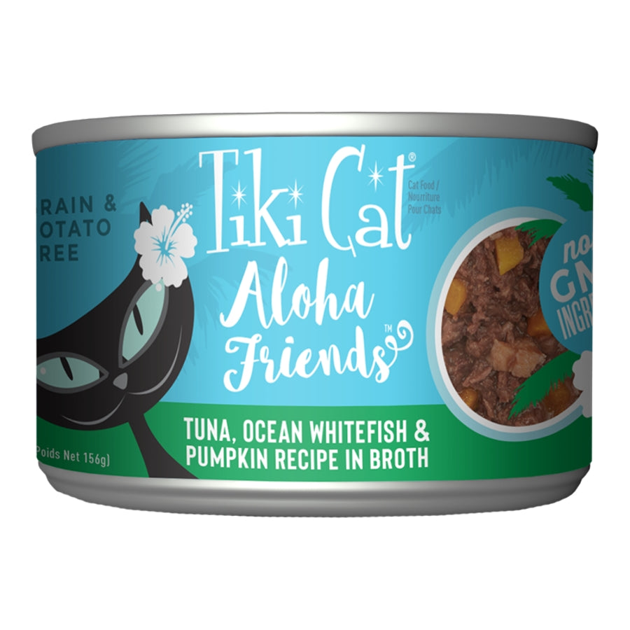 Tiki Pets Aloha Friends Flaked Tuna with Ocean Whitefish and Pumpkin Wet Cat Food, 5.5 oz each, Case of 8