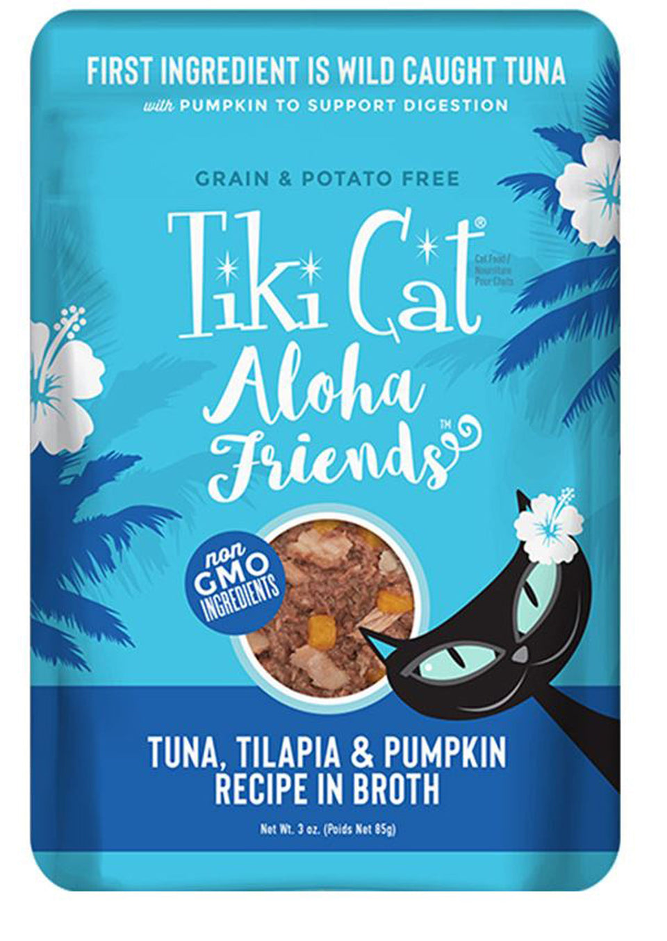 Tiki Cat Aloha Friends Wet Cat Food - Tuna, Tilapia and Pumpkin, 3 oz Pouches 12 ct