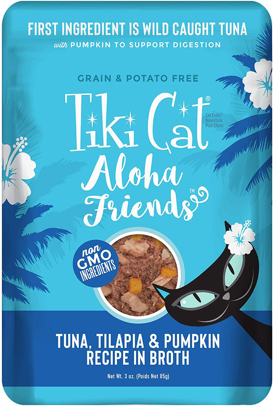 Tiki Pets Aloha Friends Flaked Tuna and Tilapia with Pumpkin Wet Cat Food, 3 oz, 12 ct