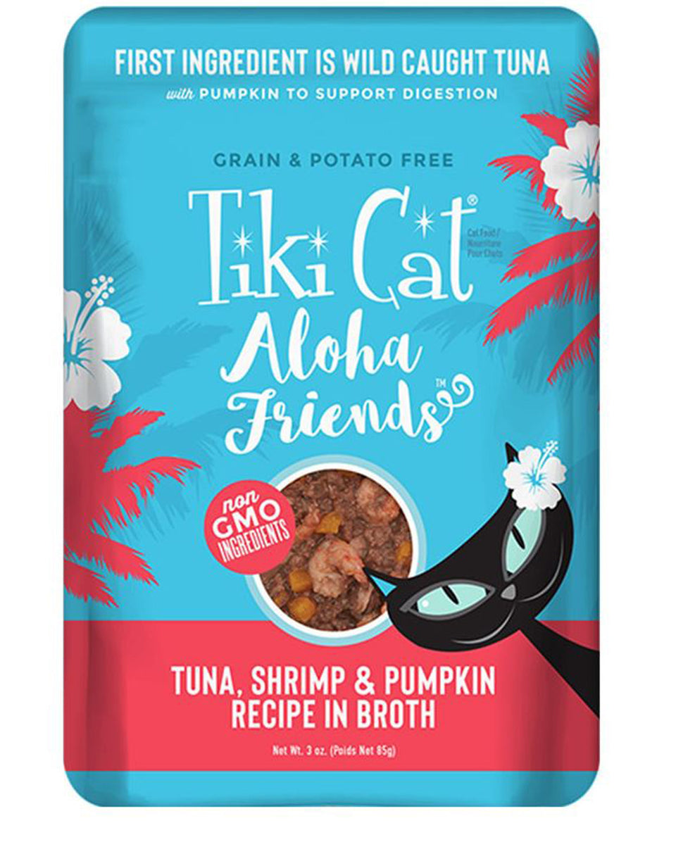 Tiki Pets Aloha Friends Flaked Tuna with Whole Shrimp and Pumpkin Wet Cat Food, 3 oz, 12 ct