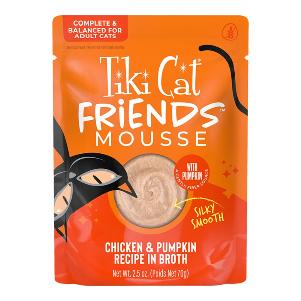 Tiki Pets Cat Friends Mousse Chicken & Pumpkin Recipe in Broth 2.5oz. (Case of 12)