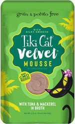 Tiki Pets Cat Velvet Mousse Tuna and Mackerel in Broth 2.8oz. (Case of 12) - Pets Perfect