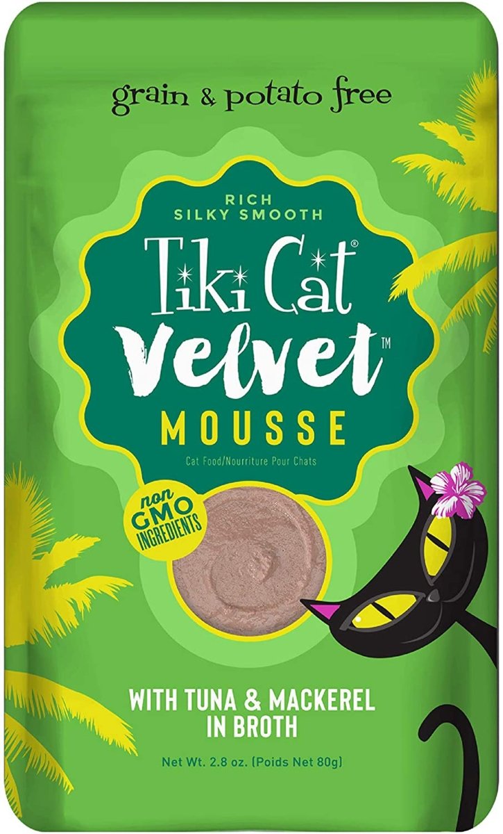 Tiki Pets Cat Velvet Mousse Tuna and Mackerel in Broth 2.8oz. (Case of 12) - Pets Perfect