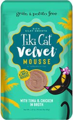 Tiki Pets Cat Velvet Mousse Tuna and Chicken in Broth 2.8oz. (Case of 12) - Pets Perfect