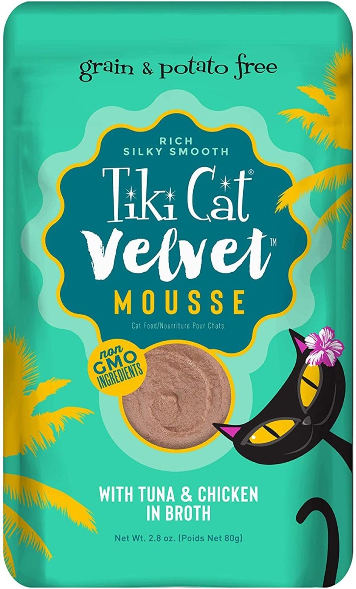 Tiki Pets Cat Velvet Mousse Tuna and Chicken in Broth 2.8oz. (Case of 12) - Pets Perfect