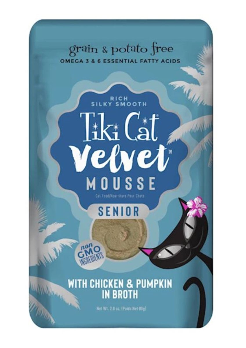 Tiki Pets Cat Senior Mousse with Chicken and Pumpkin in Broth 2.8oz. (Case of 12) - Pets Perfect