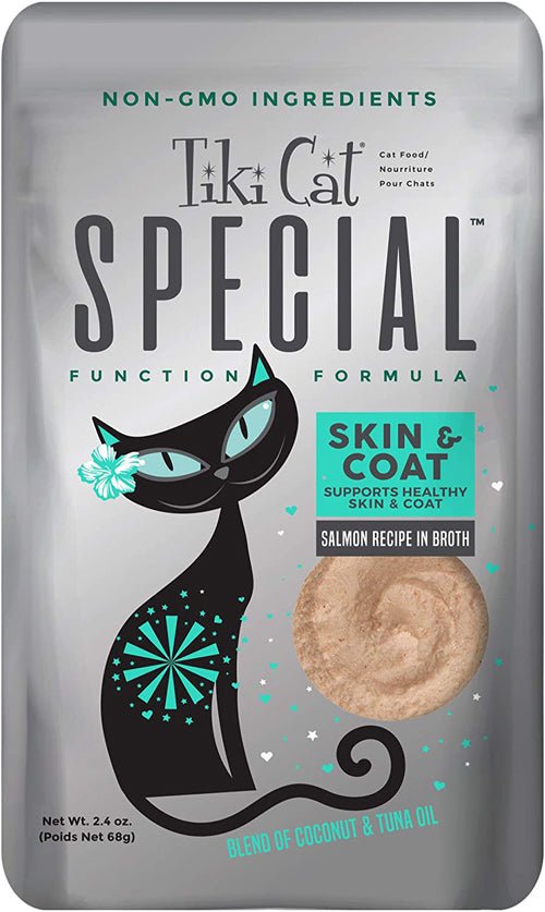 Tiki Pets Cat Special SKIN and COAT Salmon Recipe in Broth 2.4oz. (Case of 12) - Pets Perfect