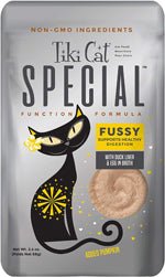 Tiki Pets Cat Special FUSSY with Duck Liver and Egg in Broth 2.4oz. (Case of 12) - Pets Perfect