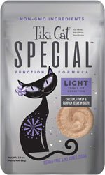 Tiki Pets Cat Special LIGHT Chicken; Turkey and Pumpkin Recipe in Broth 2.4oz. (Case of 12) - Pets Perfect