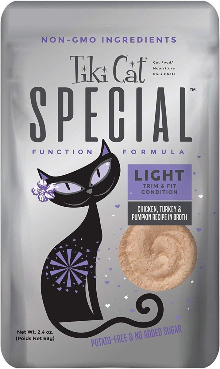 Tiki Pets Cat Special LIGHT Chicken; Turkey and Pumpkin Recipe in Broth 2.4oz. (Case of 12) - Pets Perfect
