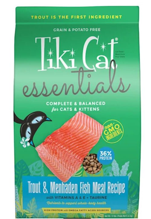 Tiki Pet Cat Essential Grain Free Trout Menhaden Fish 12Lb - Pets Perfect