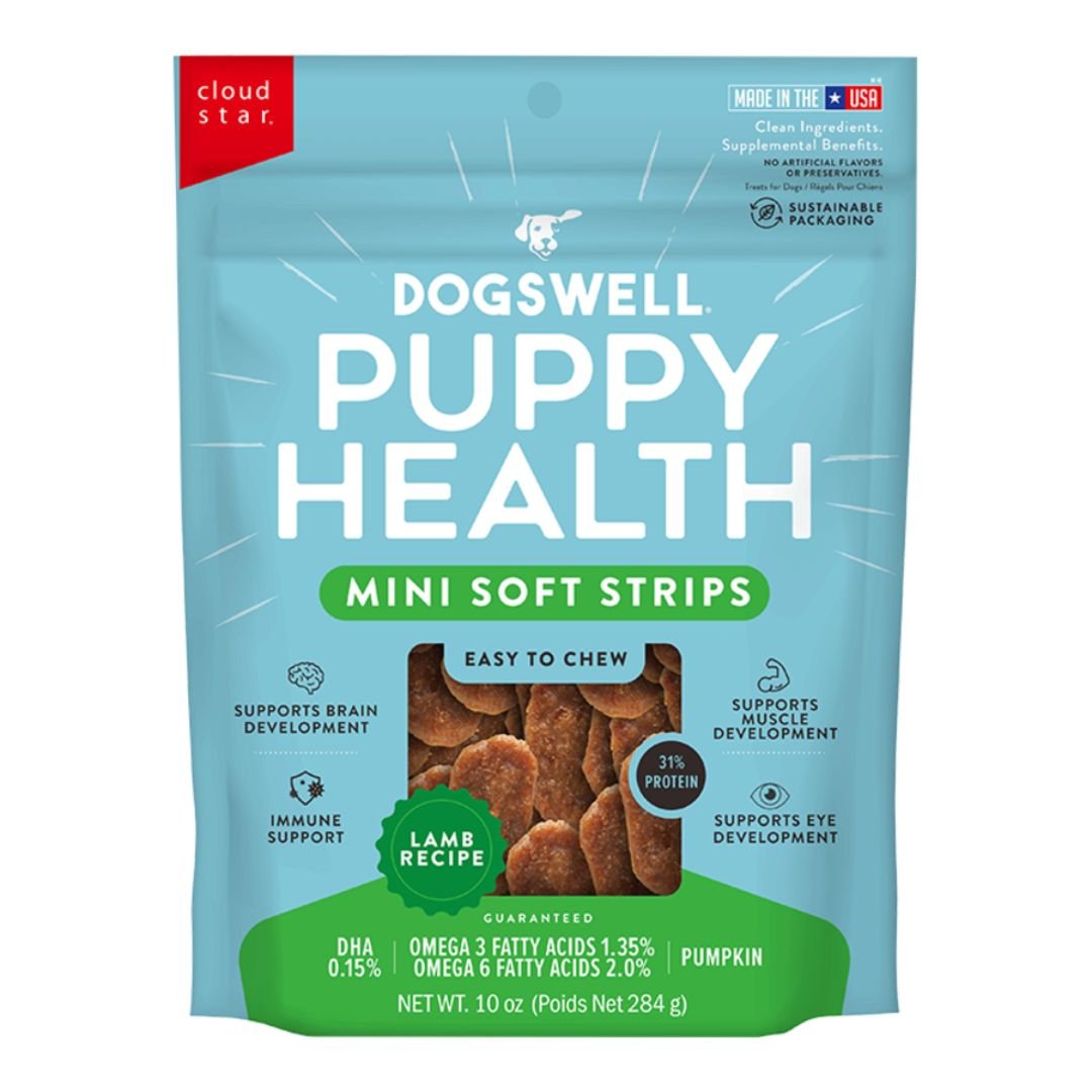 Dogswell Dog Lifestage Puppy Treats Mini Soft Strips Lamb 10Oz - Pets Perfect