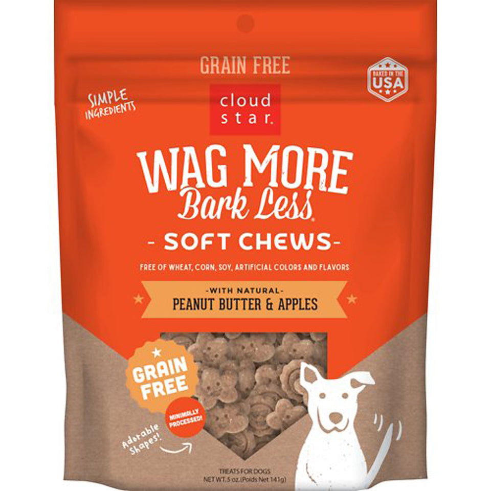 Cloudstar Wagmore Dog Grain-Free Soft And Chewy Peanut Butter And Apple 5 oz