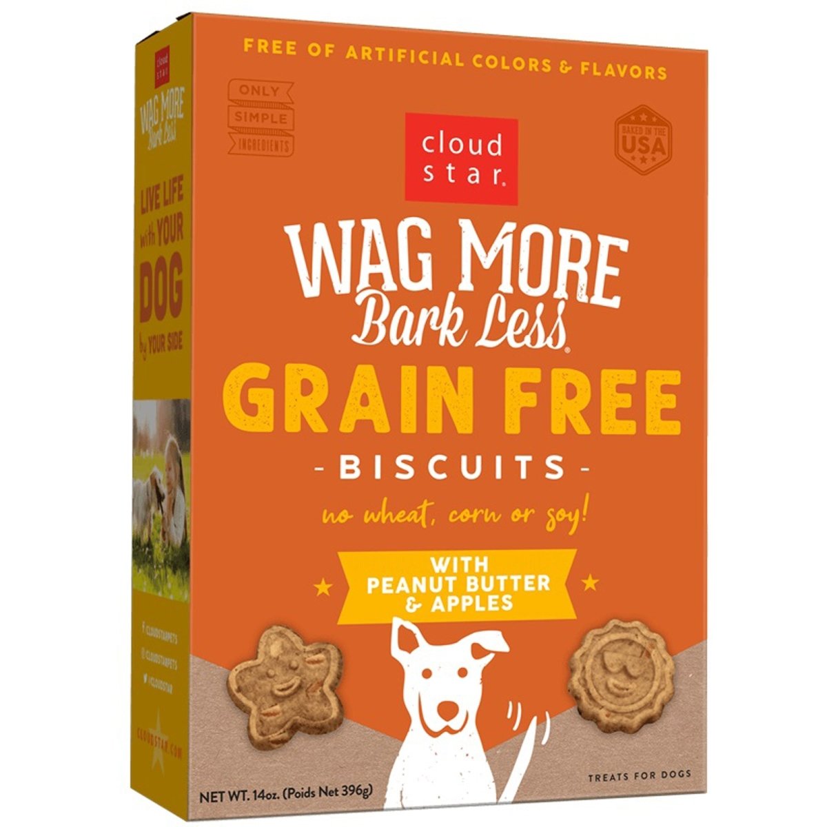 Cloud Star Wagmore Grain - Free Peanut Butter Apple Dog Treats 14 oz - Pets Perfect