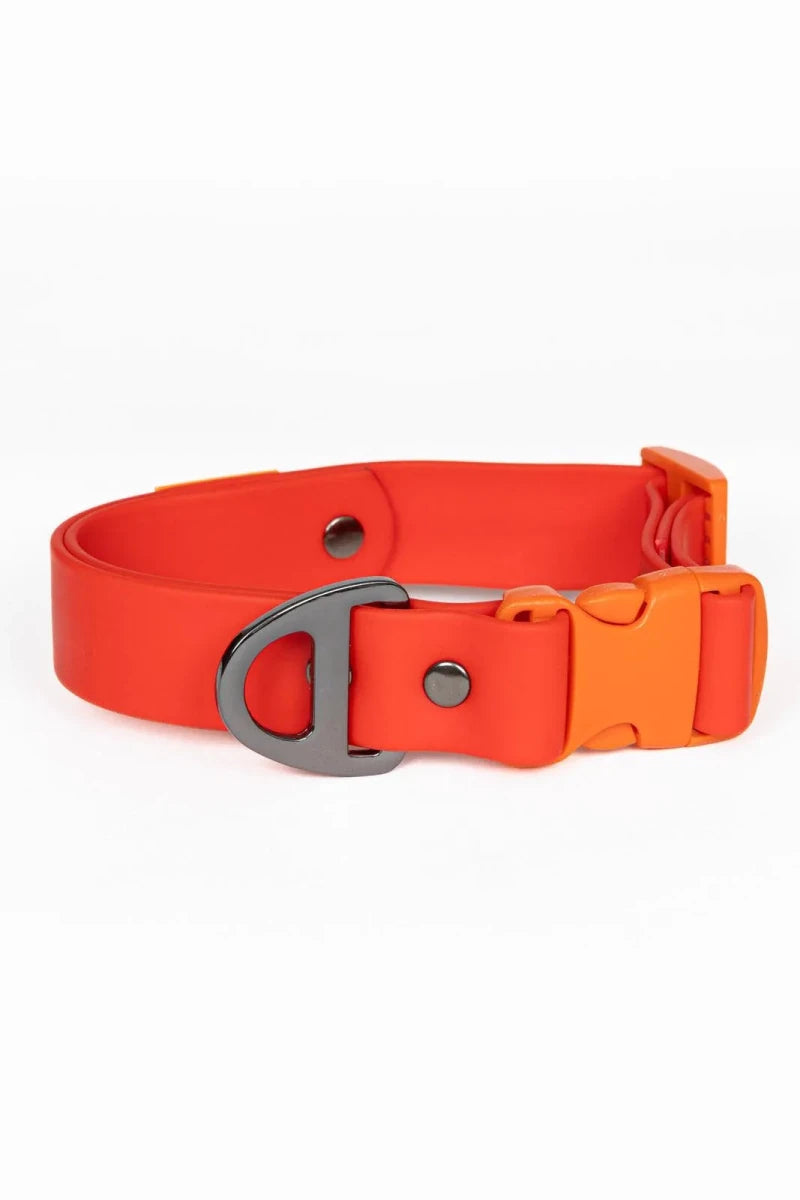 Scarlet Peaks Waterproof Dog Collar, Autumn Red / Flame Orange/Decide Later, view 6