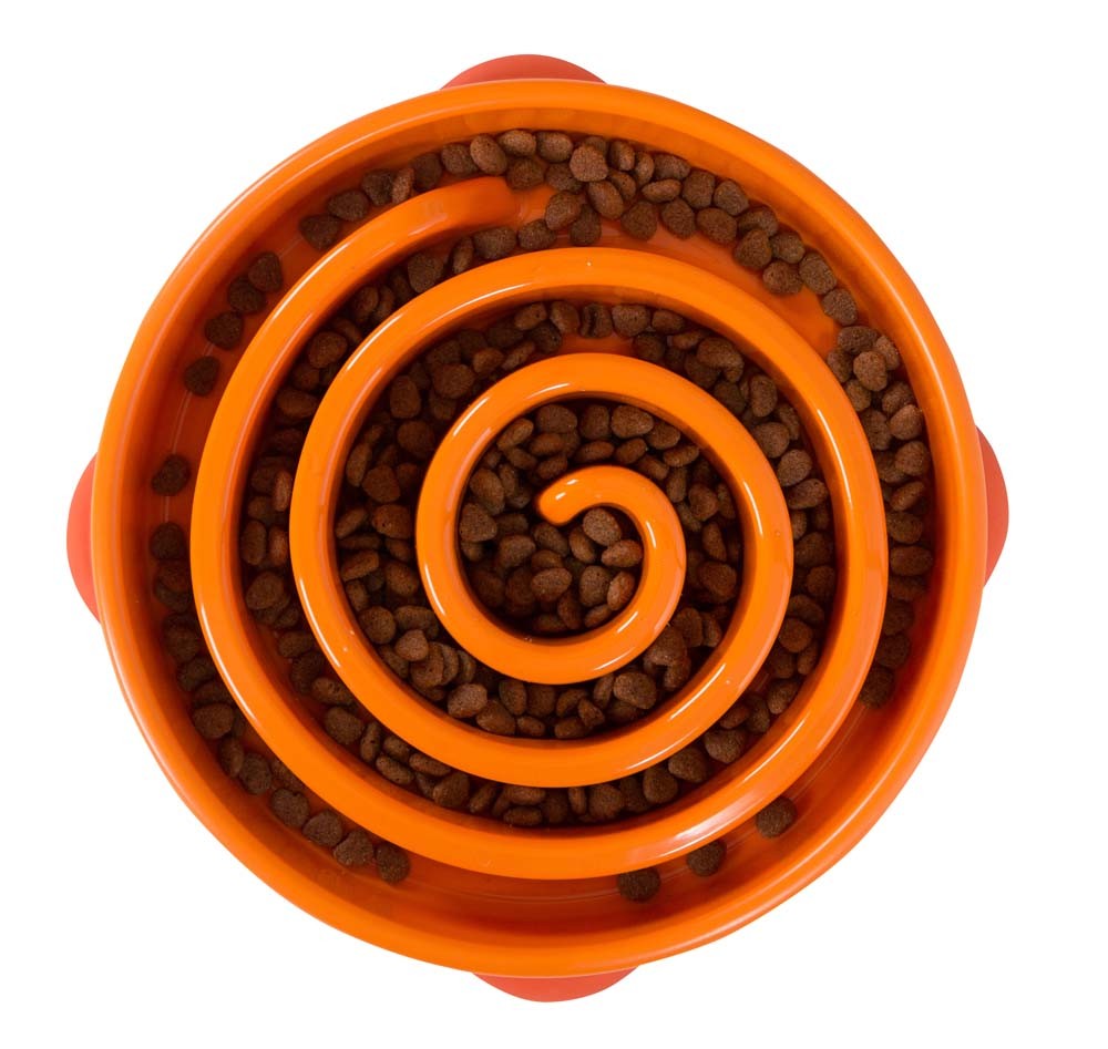 Outward Hound Fun Feeder Slo-Dog Bowl, Orange Large