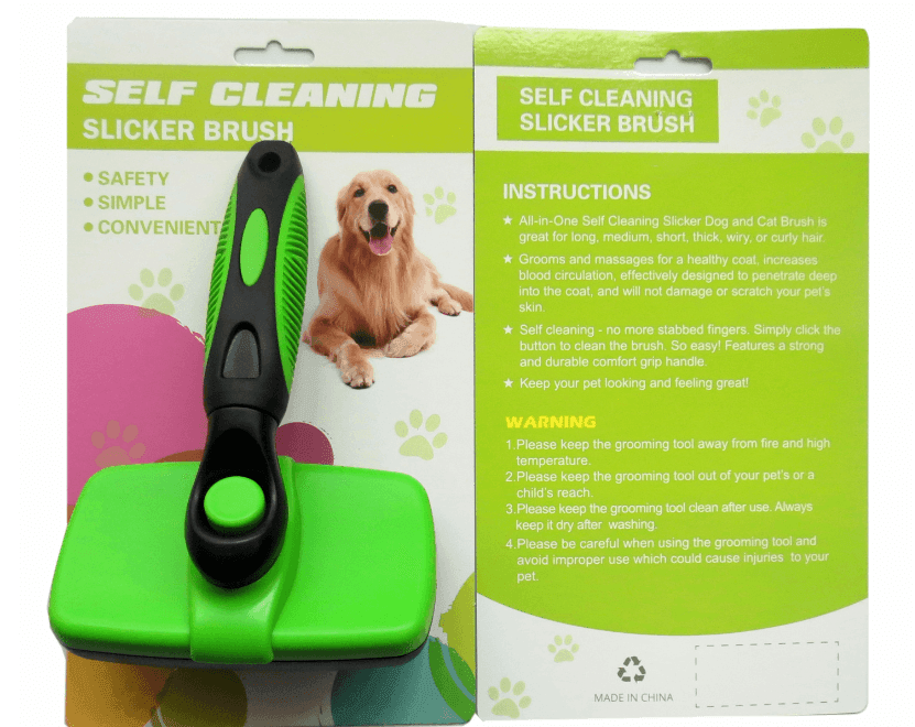 Dog Hugs Cat FurFreeze Self - Cleaning Slicker Brush - Stainless Steel Dog Grooming Brush - Pets Perfect