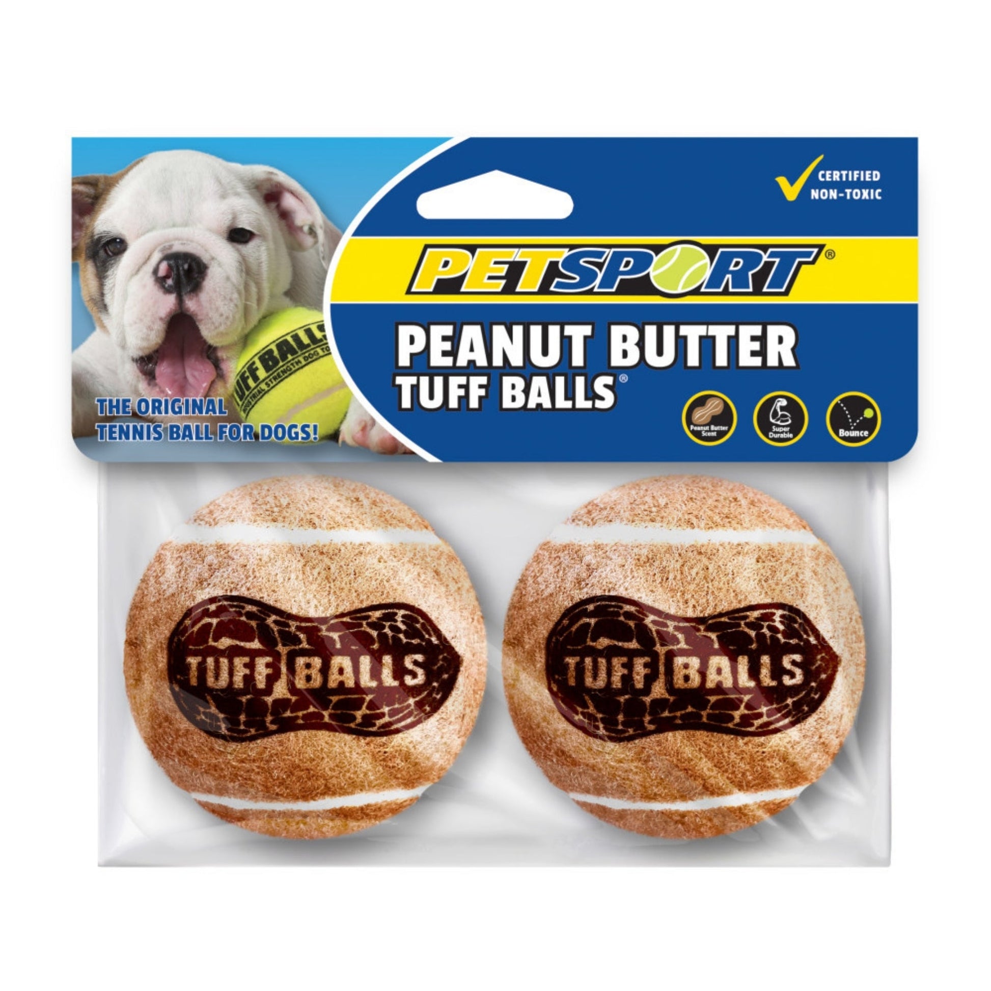 Petsport USA Peanut Butter Balls Dog toy, Brown 2 ct, 2.5 in