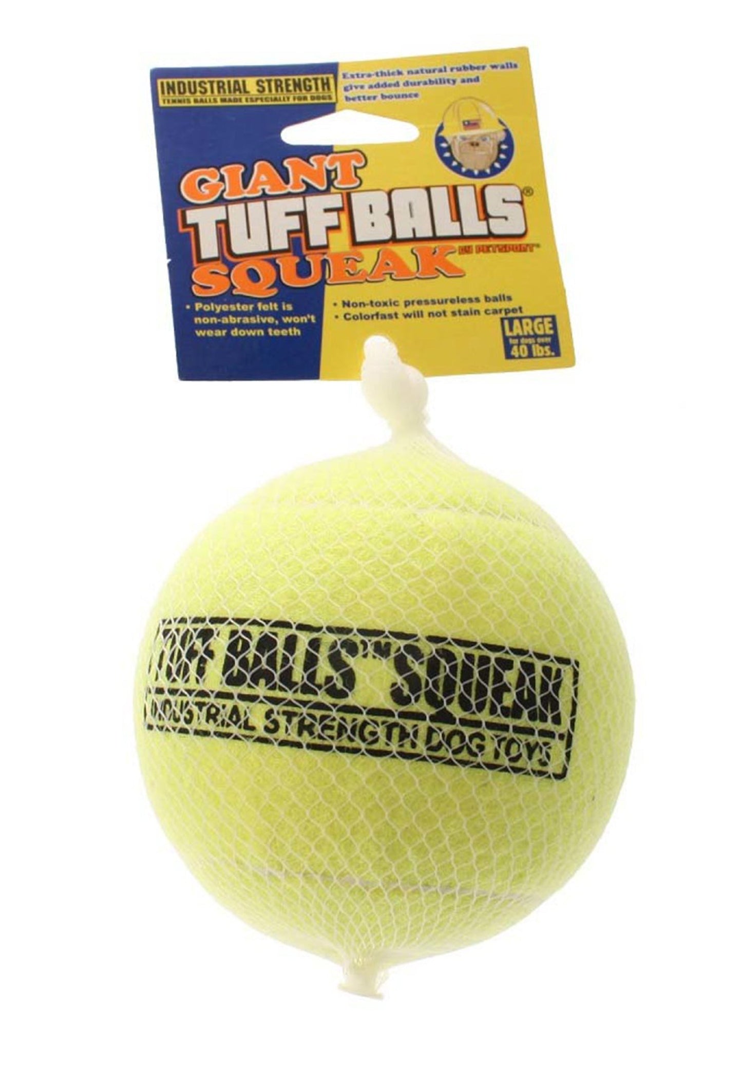 Petsport USA Giant Tuff Ball Squeak Mesh Dog Toy Assorted, 4 in, Giant