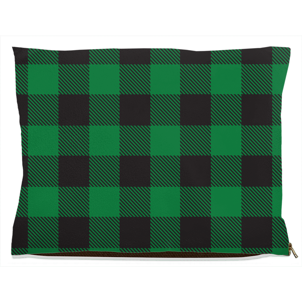 Buffalo Plaid Green Dog Bed, Water Resistant/18x28 inch