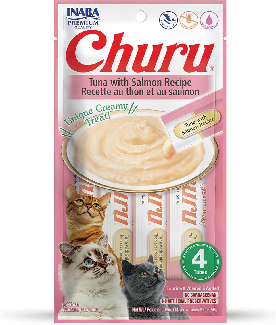 Inaba Churu Puree Cat Treats Tuna/Salmon, 0.5 oz each, Case of 24