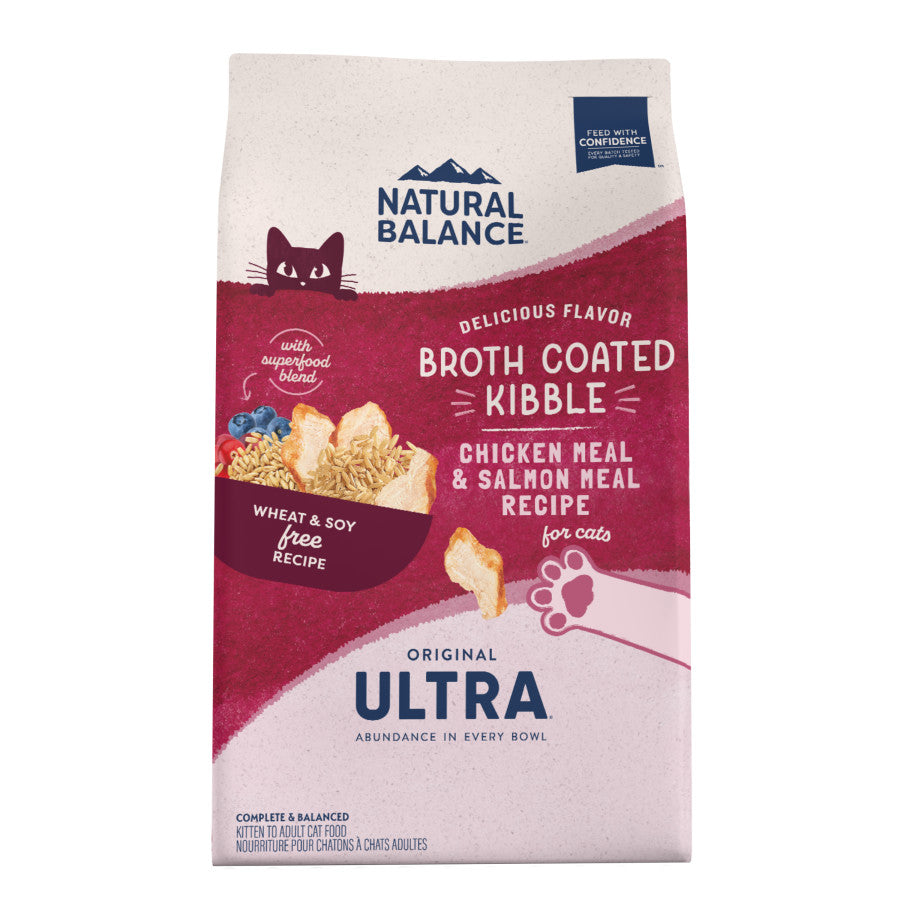 Natural Balance Pet Foods Original Ultra Broth Coated Indoor Grain-Free Dry Cat Food Chicken & Salmon 6 lb