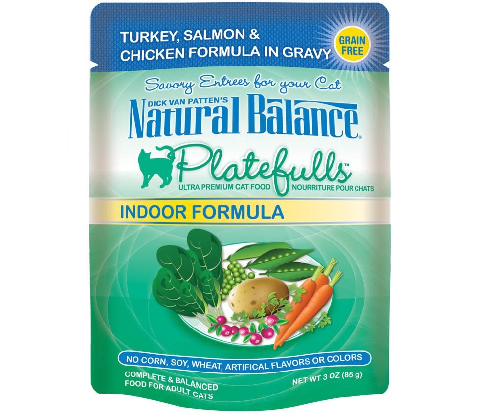 Natural Balance Pet Foods Original Ultra Platefulls Morsels in Gravy Wet Cat Food Pouch Turkey, Salmon & Chicken 3oz - Pets Perfect
