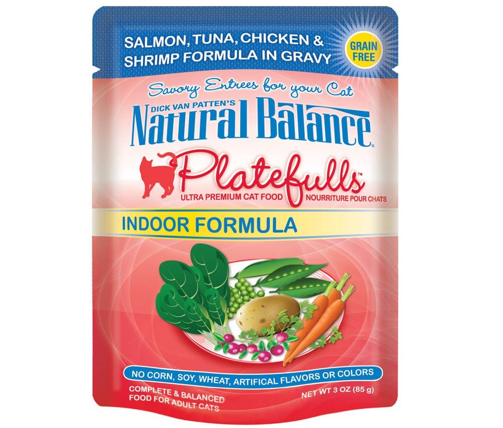 Natural Balance Pet Foods Original Ultra Platefulls Morsels in Gravy Wet Cat Food Pouch Salmon, Tuna, Chicken & Shrimp 3oz - Pets Perfect