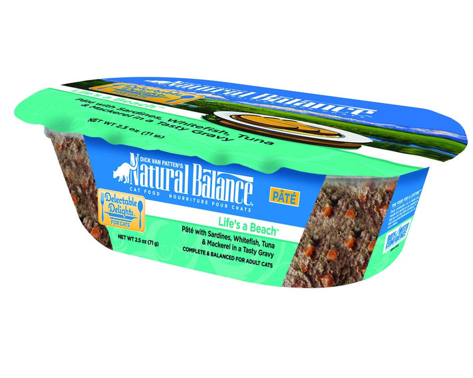 Natural Balance Delectable Delights Life's A Beach Sardine, Whitefish, Tuna & Mackerel Pate Wet Cat Food, 2.5 oz, 12 ct