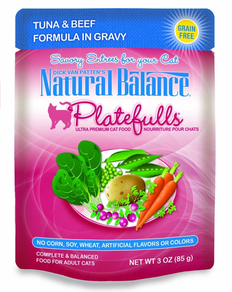 Natural Balance Platefulls Wet Cat Food - Tuna & Beef in Gravy, 3 oz each, Case of 24