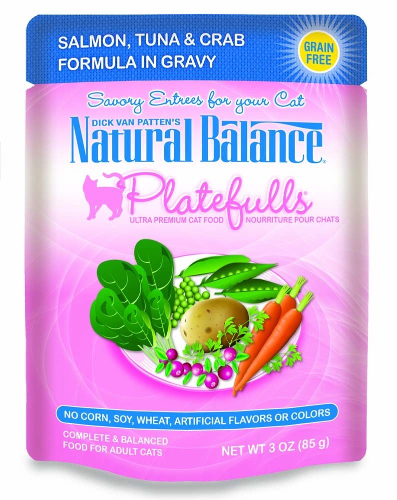 Natural Balance Pet Foods Original Ultra Platefulls Morsels in Gravy Wet Cat Food Pouch Salmon, Tuna, & Crab 3oz - Pets Perfect