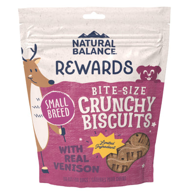 Natural Balance Pet Foods Rewards Bite-Size Crunchy Biscuits Small Breed Dog Treats Venison & Sweet Potato 8 oz