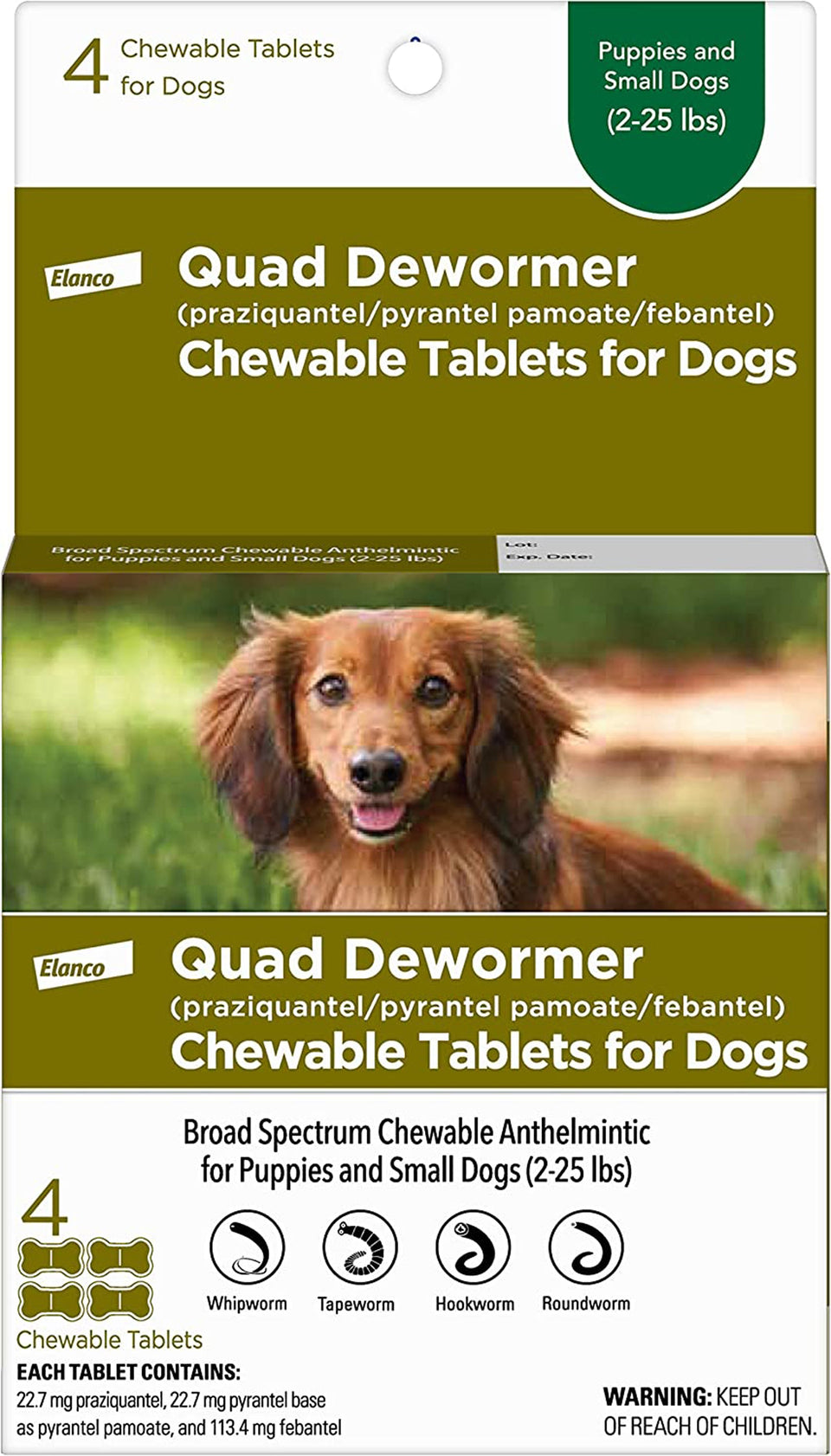 Bayer Quad Dewormer 22.7Mg Small Dog, 4 ct