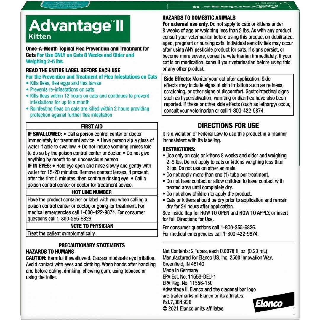 Advantage II Kitten Turquoise 2 - Pack - Pets Perfect
