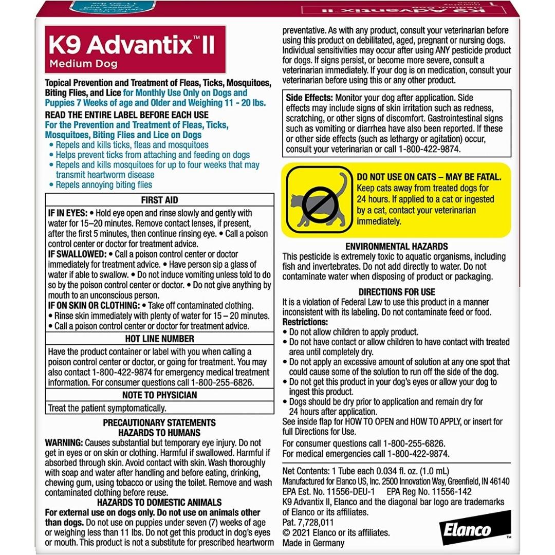 Advantage Ii Single Dose Medium Dog Teal - Pets Perfect