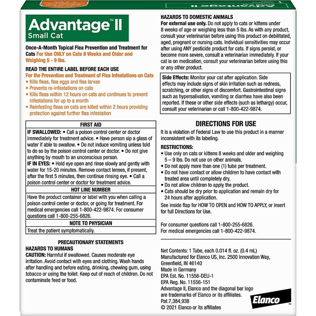 Advantage II Small Cat Single Dose Orange - Pets Perfect