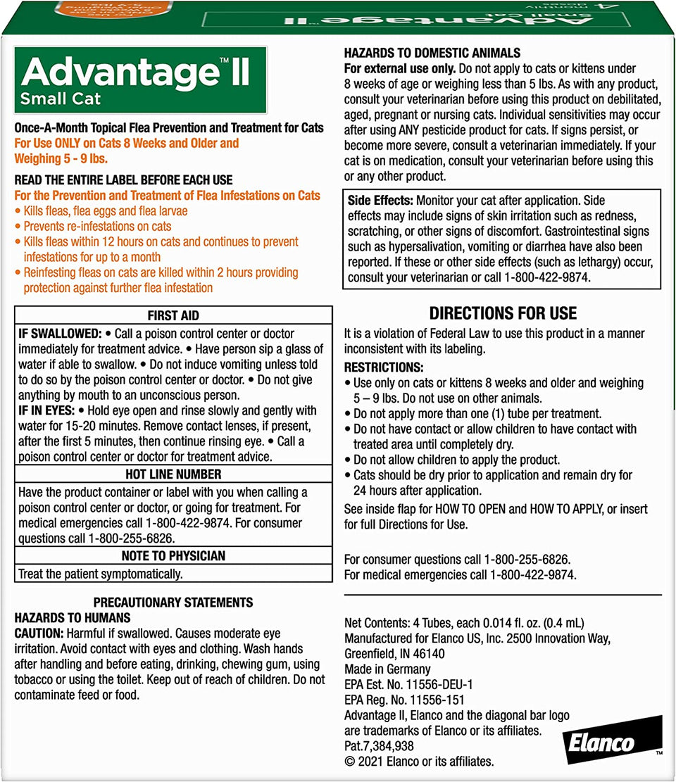 Advantage Cat Small Orange 4 ct