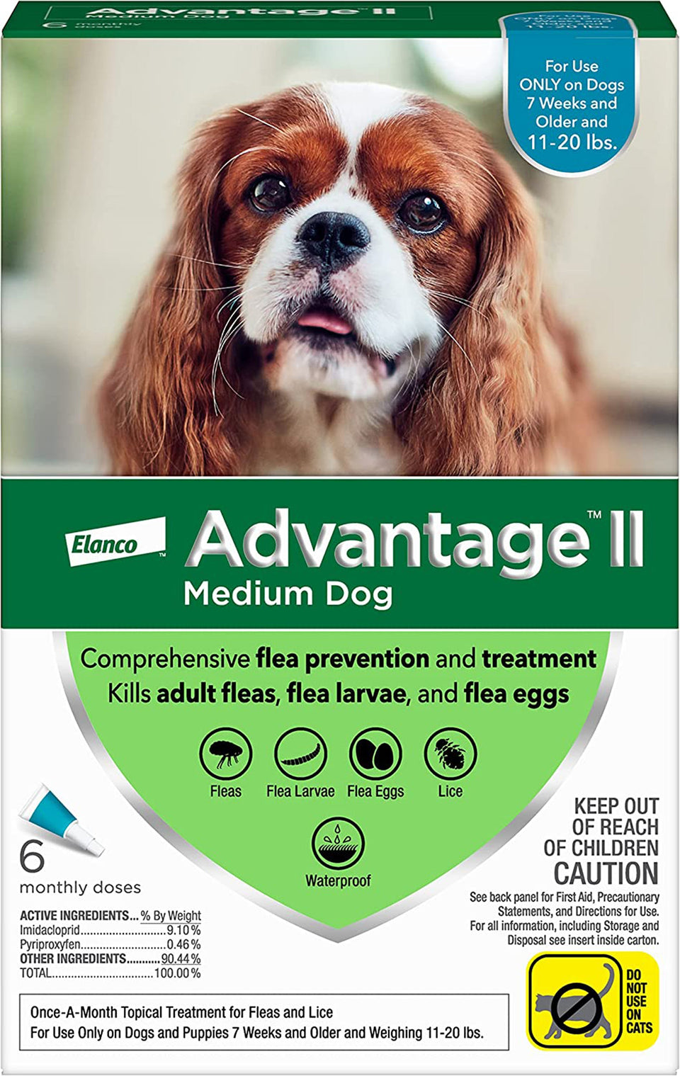Advantage II Dog Medium Teal 6 ct