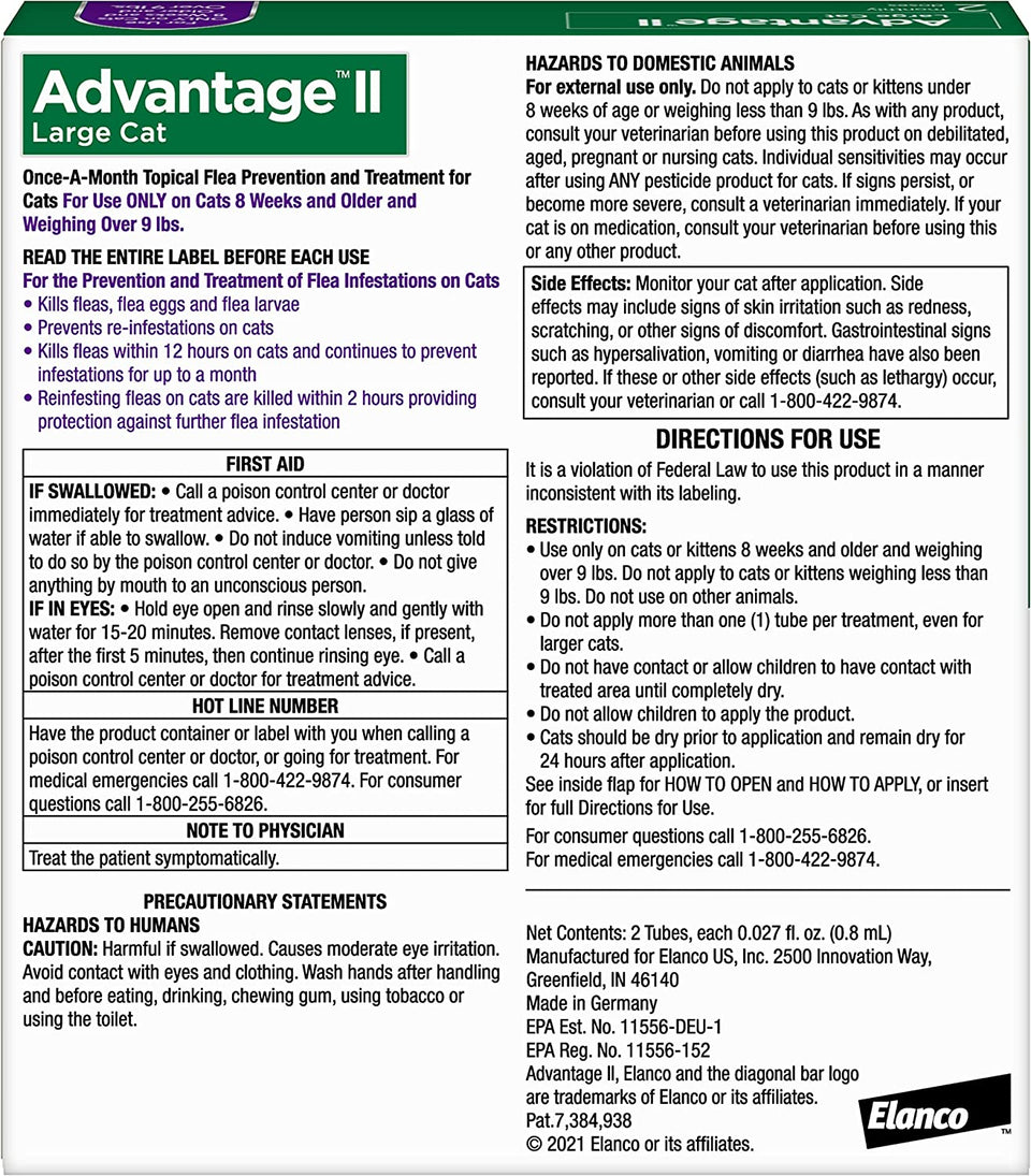 Advantage II Cat Large Purple 2 ct