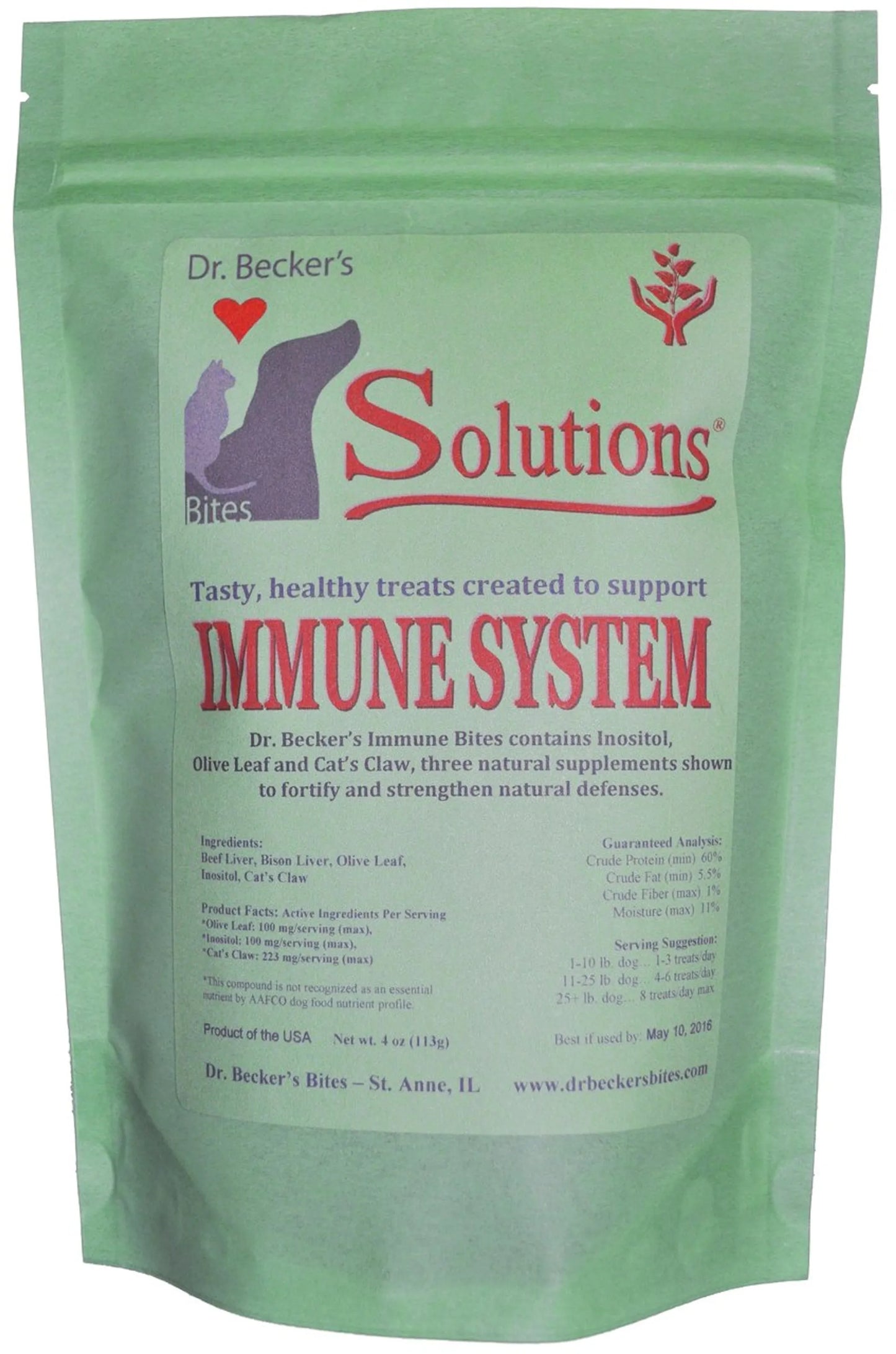 Solutions Bites (6 Different Options Available) immune support pet treats by Dr. Becker in resealable green pouch packaging