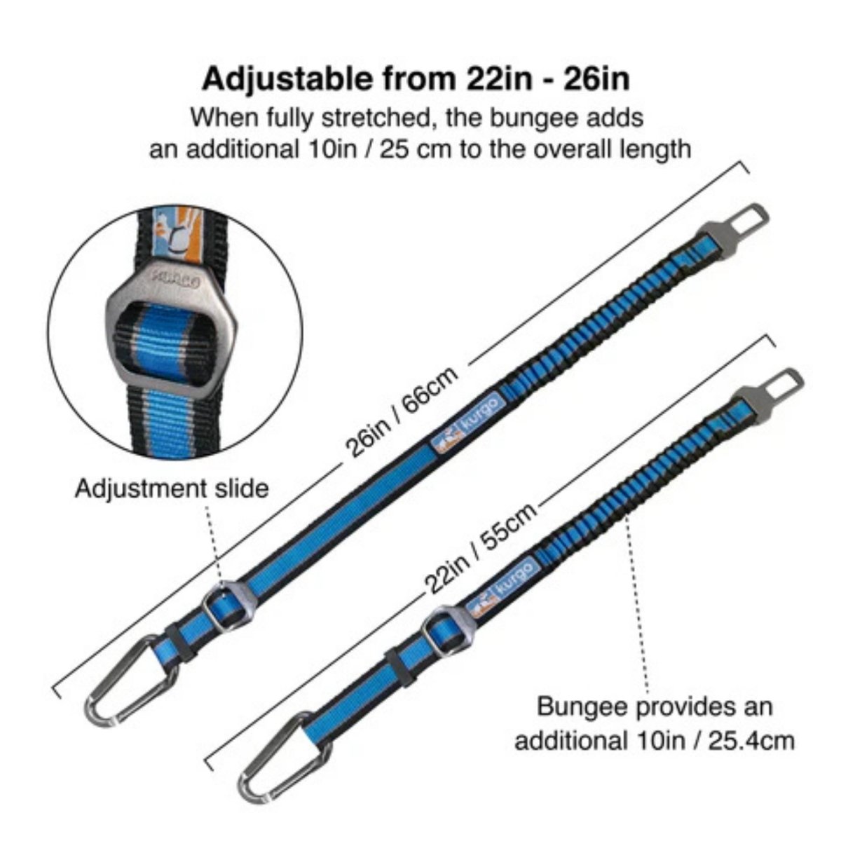 Kurgo Dog Seat Belt Bungee Tether - Pets Perfect