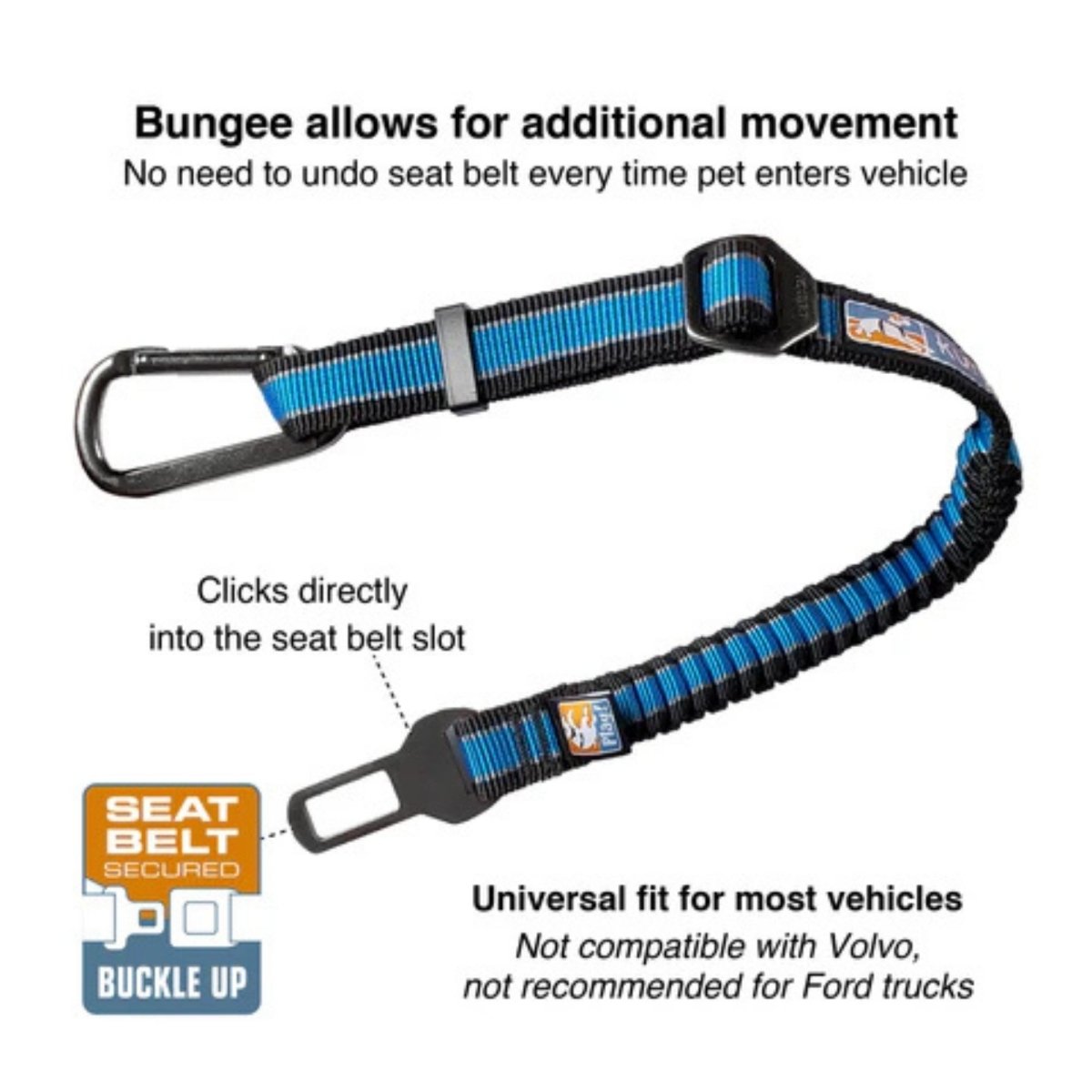 Kurgo Dog Seat Belt Bungee Tether - Pets Perfect